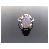 .925 Sterling Silver Dichroic Cotton Candy Glass Cabochon Thumb Ring Size 13.5 .925 Sterling Silver Dichroic Cotton Candy Glass Cabochon Thumb Ring Size 13.5