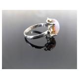 .925 Sterling Silver Dichroic Cotton Candy Glass Cabochon Thumb Ring Size 13.5 .925 Sterling Silver Dichroic Cotton Candy Glass Cabochon Thumb Ring Size 13.5
