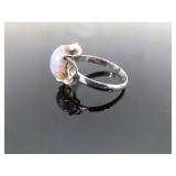 .925 Sterling Silver Dichroic Cotton Candy Glass Cabochon Thumb Ring Size 13.5 .925 Sterling Silver Dichroic Cotton Candy Glass Cabochon Thumb Ring Size 13.5