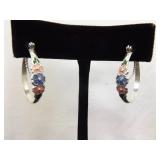 NEW .925 Sterling Silver Enamel Pastel Flower Latch Post Earrings NEW .925 Sterling Silver Enamel Pastel Flower Latch Post Earrings