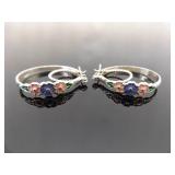 NEW .925 Sterling Silver Enamel Pastel Flower Latch Post Earrings NEW .925 Sterling Silver Enamel Pastel Flower Latch Post Earrings