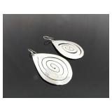 .925 Sterling Silver Spiral Shield Dangle Hook Earrings .925 Sterling Silver Spiral Shield Dangle Hook Earrings