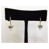 .925 Sterling Silver Heart Crystal Vermeil Hook Latch Earrings .925 Sterling Silver Heart Crystal Vermeil Hook Latch Earrings