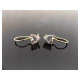 .925 Sterling Silver Heart Crystal Vermeil Hook Latch Earrings .925 Sterling Silver Heart Crystal Vermeil Hook Latch Earrings