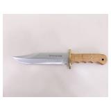 2 LARGE Wood Handled Fixed Blade Bowie Knives in Sheaths 2 LARGE Wood Handled Fixed Blade Bowie Knives in Sheaths