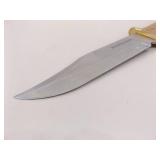 2 LARGE Wood Handled Fixed Blade Bowie Knives in Sheaths 2 LARGE Wood Handled Fixed Blade Bowie Knives in Sheaths