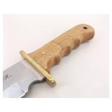 2 LARGE Wood Handled Fixed Blade Bowie Knives in Sheaths 2 LARGE Wood Handled Fixed Blade Bowie Knives in Sheaths