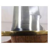 2 LARGE Wood Handled Fixed Blade Bowie Knives in Sheaths 2 LARGE Wood Handled Fixed Blade Bowie Knives in Sheaths