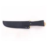 2 LARGE Wood Handled Fixed Blade Bowie Knives in Sheaths 2 LARGE Wood Handled Fixed Blade Bowie Knives in Sheaths