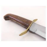 2 LARGE Wood Handled Fixed Blade Bowie Knives in Sheaths 2 LARGE Wood Handled Fixed Blade Bowie Knives in Sheaths