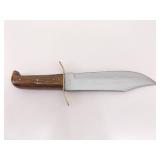 2 LARGE Wood Handled Fixed Blade Bowie Knives in Sheaths 2 LARGE Wood Handled Fixed Blade Bowie Knives in Sheaths