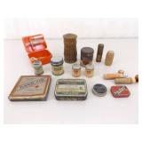 Vintage and Antique Medical Apothecary Tins, Wood Cylinders, Floss, etc. Vintage and Antique Medical Apothecary Tins, Wood Cylinders, Floss, etc.