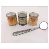Vintage and Antique Medical Apothecary Tins, Wood Cylinders, Floss, etc. Vintage and Antique Medical Apothecary Tins, Wood Cylinders, Floss, etc.