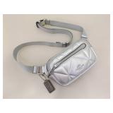 Authentic COACH Elias Belt Bag with Puffy Diamond Quilting in a Silver Metallic Finish Authentic COACH Elias Belt Bag with Puffy Diamond Quilting in a Silver Metallic Finish