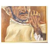 Wood Framed Oil on Canvas of an Indigenous Man by Artist J. Lee Wood Framed Oil on Canvas of an Indigenous Man by Artist J. Lee