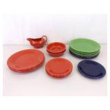 Lot of Vintage Fiesta Plates, Gravy Boat, etc. Lot of Vintage Fiesta Plates, Gravy Boat, etc.