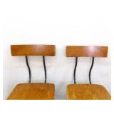 Set of 2 Vintage Wood and Iron Swivel Bar Stools Set of 2 Vintage Wood and Iron Swivel Bar Stools