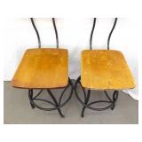 Set of 2 Vintage Wood and Iron Swivel Bar Stools Set of 2 Vintage Wood and Iron Swivel Bar Stools