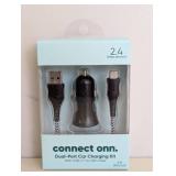 CONNECT ONN DUAL-PORT CAR CHARGING KIT CONNECT ONN DUAL-PORT CAR CHARGING KIT
