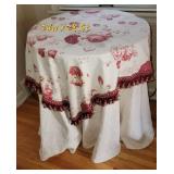 Romantic Cottage Bouquet Cloth Covered Round Occasional Table