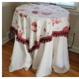 Romantic Cottage Bouquet Cloth Covered Round Occasional Table