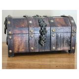 Mediterranean Wood Treasure Chest Jewelry Box
