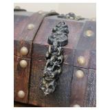 Mediterranean Wood Treasure Chest Jewelry Box
