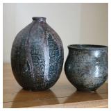 Vintage Modernist Artist Pottery Bud Vase and Jar
