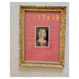 Gesso Gilt Frame Print of Renaissance Girl