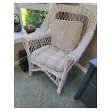 Vintage White Wicker Bar Harbor Arm Chair, B