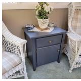 Gun Metal Blue Side Table with Storage