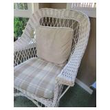 Vintage White Wicker Bar Harbor Arm Chair, B