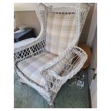 Vintage White Wicker Bar Harbor Arm Chair