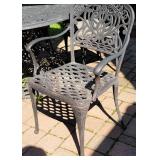 Ornate Heavy Patio Table and Chairs with Umbrella