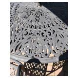 Ornate Heavy Patio Table and Chairs with Umbrella