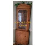 Farmhouse Chic Pine Corner Display Cabinet