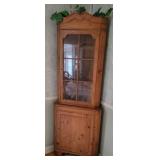 Farmhouse Chic Pine Corner Display Cabinet