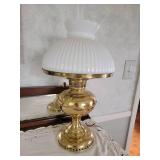 Milk Glass Shade Electric Brass Table Lamp