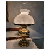 Milk Glass Shade Electric Brass Table Lamp