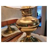 Milk Glass Shade Electric Brass Table Lamp