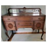 Antique Mirrored Sideboard Buffet Server