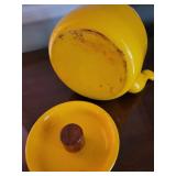 Danish Modern Lemon Yellow Enamel Teapot Kettle