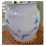 Hand Painted Blue and White Planter with Greenery