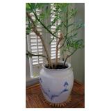 Hand Painted Blue and White Planter with Greenery
