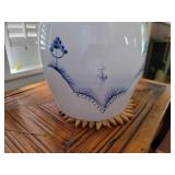 Hand Painted Blue and White Planter with Greenery