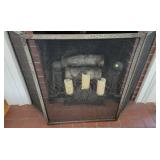 Art Deco Hammered Andiron and Fireplace Screen