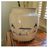 Hand Painted Blue and White Planter with Greenery