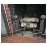 Art Deco Hammered Andiron and Fireplace Screen