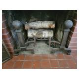 Art Deco Hammered Andiron and Fireplace Screen