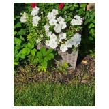 Resin Basketweave Patio Planter with Greenery, B